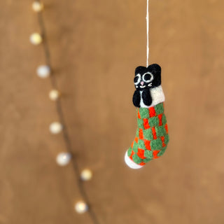 Cat in Stocking Felt Ornament