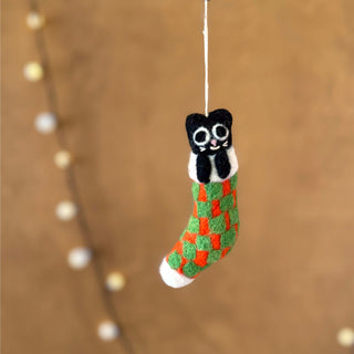 Cat in Stocking Felt Ornament