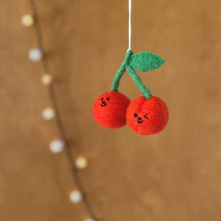 Cherries Felt Ornament